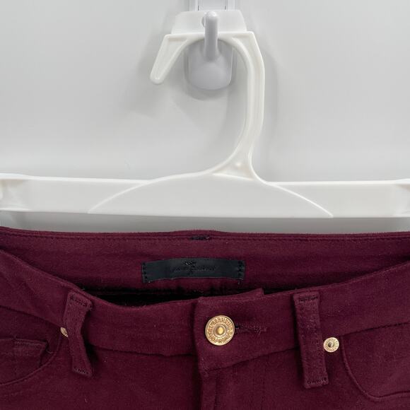 7 FOR ALL MANKIND Maroon Crushed Velvet Skinny Jeans // 27 - Picture 4 of 8